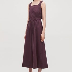 COS wide leg cotton jumpsuit in burgundy